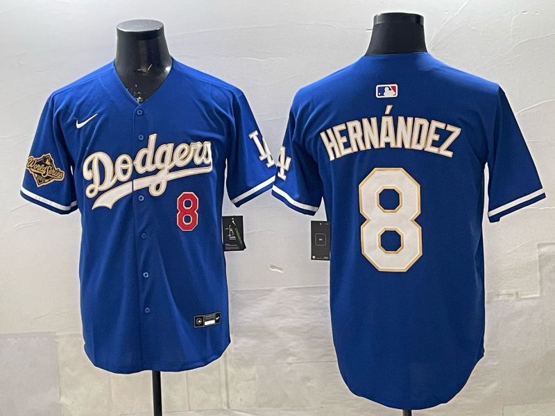 Men Los Angeles Dodgers #8 Hernandez Blue Gold 2026 Nike Game MLB Jersey 002->->